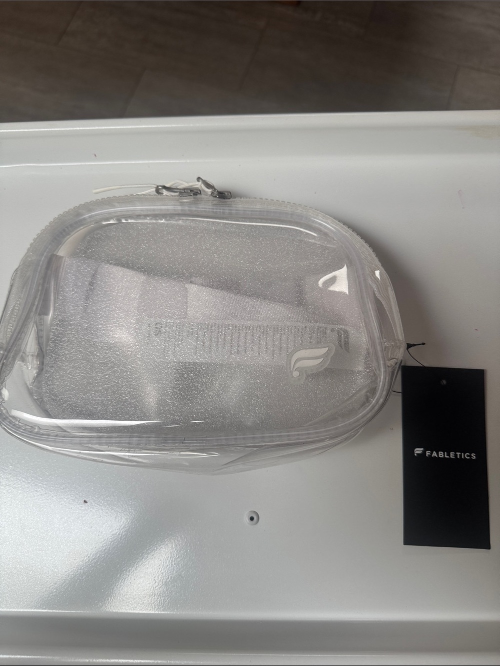 Fabletics Clear Glitter Pouch - Silver/Transparent